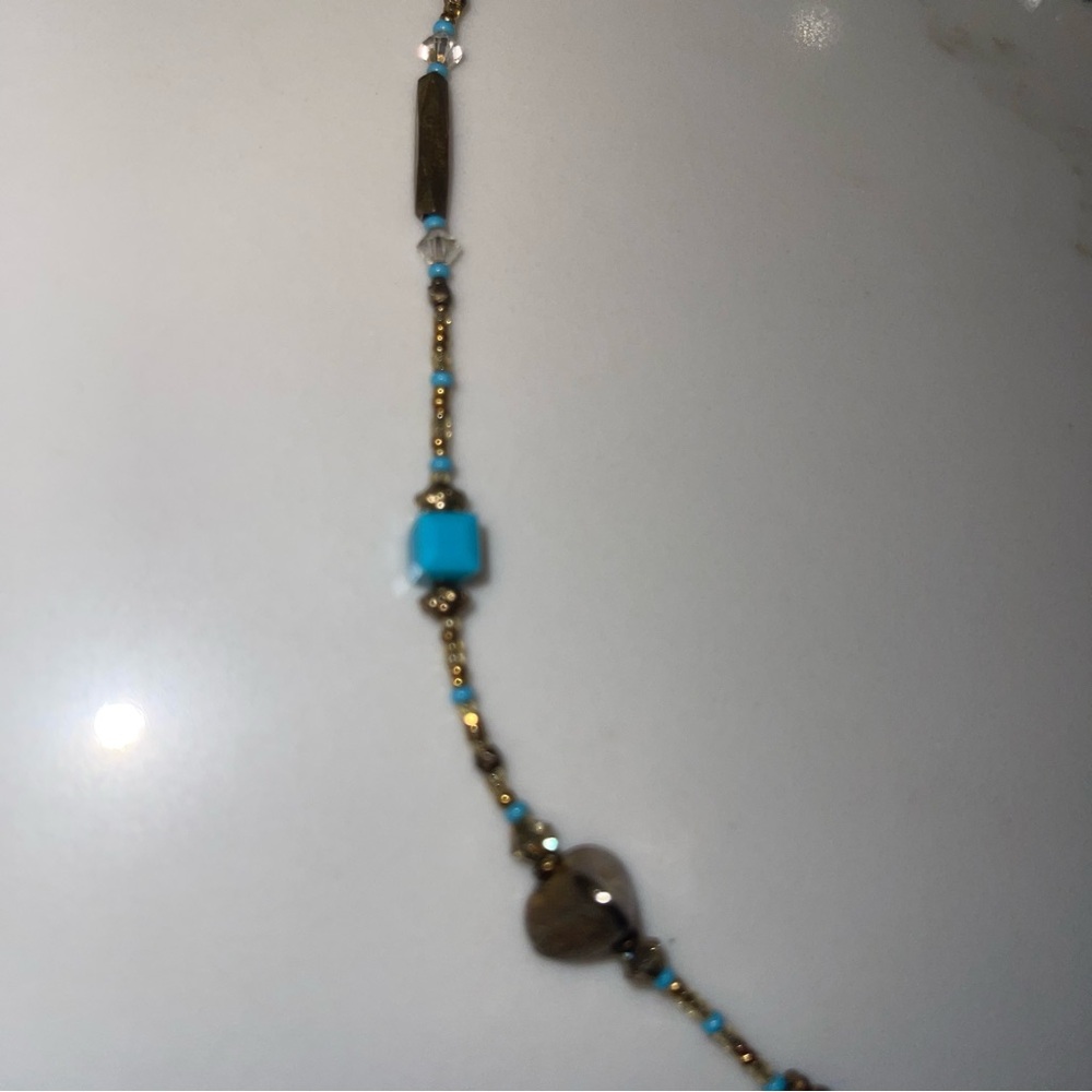 Handmade Gold & Turquoise Heart Pendant Necklace - Women's Jewelry - Picture 5 of 11